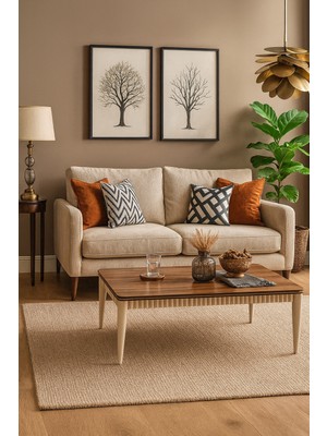 Fami Home | Lodos Gold Detaylı Modern Orta Sehpa Ahşap Salon Sehpası