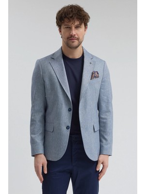 Frappoli Victor Erkek Vizon Pamuk Karışımlı Yarım Astarlı Kapak Cepli Mono Yaka Spor Blazer Ceket