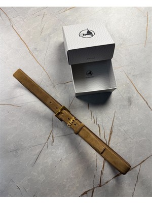 İstanbul Belt Süet Kadın Deri Kemer – 3 cm – Altın Ton Tokalı, Dayanıklı, Şık & Gerçek Deriden Kemer