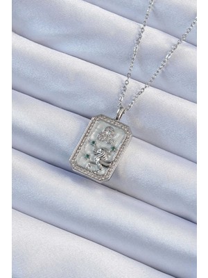 Zenvia 316L Çelik Zincir Gümüş Renk Zirkon Taşlı Aslan Figürlü Tarot Kolye - TJ-BKO9226