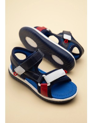 Dilimler Ayakkabı Şirinbebe Ortopedik Erkek Çocuk Sandalet Kırmızı Cırtlı Yan Kapalı