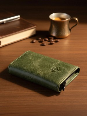 Akılllı Mekanizmalı Mıknatıslı Hakiki Deri El Işçilikli Cüzdan