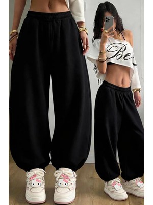 Vladivosto Paçası Lastikli Yüksek Bel Mevsimlik Ekstra Bol Kalıp Büyük Beden Oversize Baggy Eşofman Altı