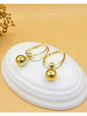 Nevoka Sphere Ikili Halka Hafif Gold Küpe