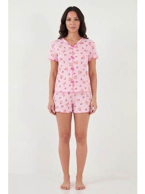 Lela Regular Fit Desenli V Yaka Şortlu Pijama Takımı Bayan Pijama Takımı 65770837