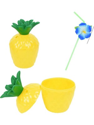 Zenvia Ananas Hawaii Luau Aloha Pipetli Içecek Kabı Bardak 10X13 cm 1 Adet