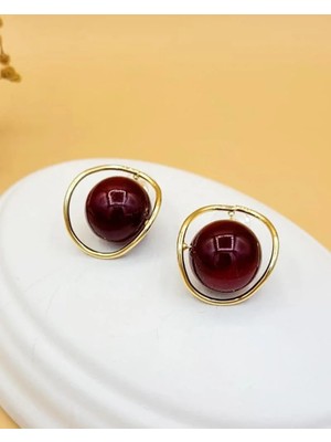 Nevoka Bordo Satürn Top Gold Küpe