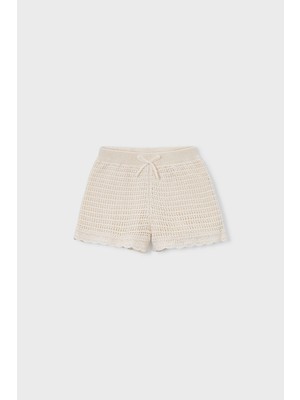 Mayoral Kız Çocuk Ajurlu ve Astarlı Örgü Şort - Ekru