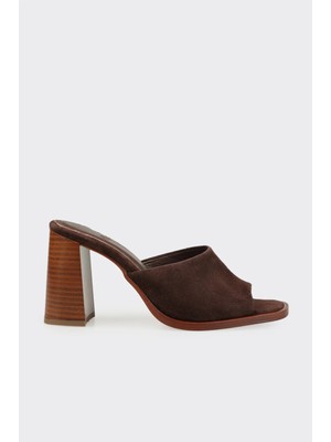 Elle Kahve Deri Kadın Terlik