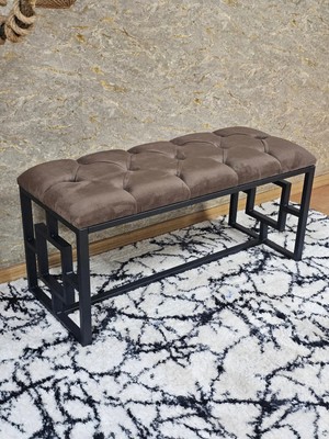 Sevinç Mobilya Siyah Boyalı Içi Kareli Diktörtgen 100 cm x 40 cm Oturak Puf - Bench - Makyaj Oturağı - Oturak