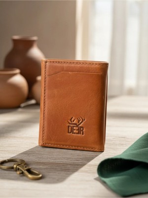 6 Bölmeli Hakiki Deri El Işçilikli Mekanizmalı Cüzdan