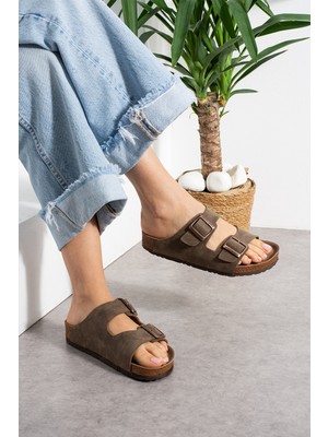 Nmoda Çift Tokalı Ortopedik Taban Terlik Unisex Günlük Rahat Kaymaz Taban Yazlık Sandalet