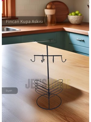 Jet's Home Fincan ve Kupa Askısı Paslanmaz Tezgah Üstü Bardak Düzenleyici Askılığı Çelik Siyah