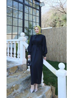 Nisum Moda Hakim Yaka Balon Kol Elbise