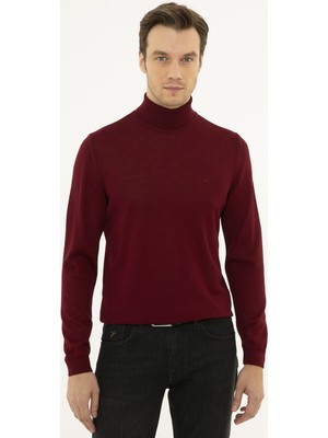 Cacharel Erkek Bordo Slim Fit Balıkçı Yaka Basic Triko Kazak 50227794-VR014