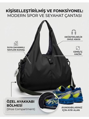 VB Collection Kadın Spor ve Seyahat Çantası Su Geçirmez Naylon Ayakkabı Bölmeli Geniş Hacimli Fitness Omuz Çantası