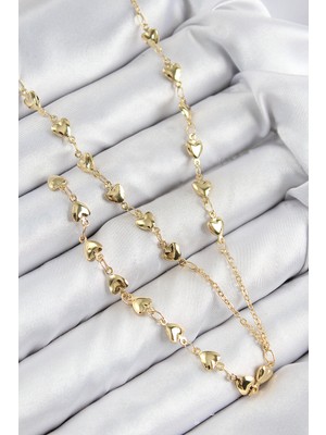 Zenvia Pirinç Zirkon Taşlı Kalp Model Gold Renk Y Kolye - TJ-BKO10457