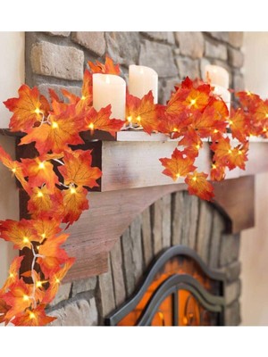 BYSHOME Dekoratif Yapay Sarmaşık ve Peri LED Gün Işığı Renkli Turuncu Sonbahar Yapraklı Aksesuar