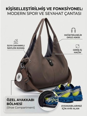 VB Collection Kadın Spor ve Seyahat Çantası Su Geçirmez Naylon Ayakkabı Bölmeli Geniş Hacimli Fitness Omuz Çantası
