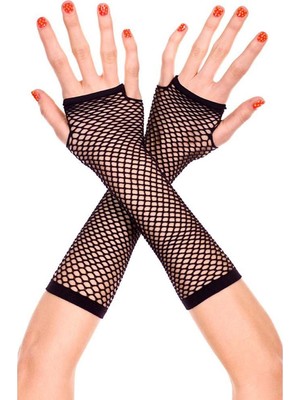 Zenvia Siyah Renk Uzun File Eldiven - Örgü Eldiven Siyah Renk