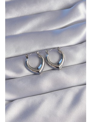 Zenvia 316L Çelik Gümüş Renk Içi Oval Tasarımlı Küpe - TJ-BKP9036