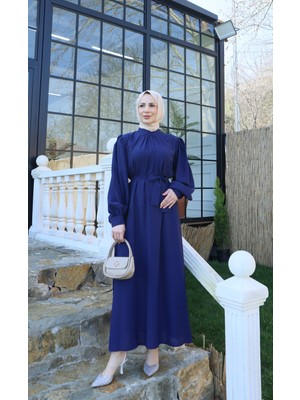 Nisum Moda Hakim Yaka Balon Kol Elbise