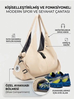 VB Collection Kadın Spor ve Seyahat Çantası Su Geçirmez Naylon Ayakkabı Bölmeli Geniş Hacimli Fitness Omuz Çantası