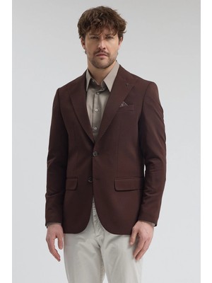 Frappoli Pique Erkek Yeşil Sivri Yaka Esnek Poliviskon Kumaşlı Slim Fit Spor Blazer Ceket