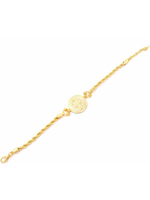 ferizz altın kaplama  burgu zincirli ataliralı bileklik blk-1235