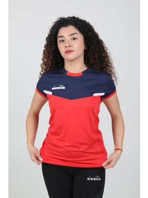 Diadora Aris Kadın Tişört Kırmızı Lacivert