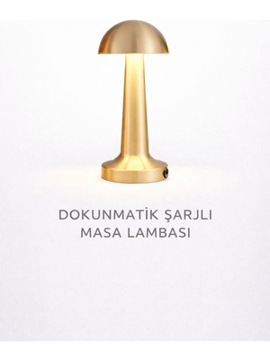 Cata Gold Mantar Masa Lambası Dimli Dokunmatik Şarjlı 3 Işık Modlu (3000K-6500K)
