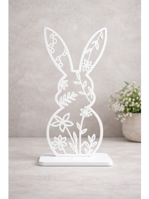 Abenova Dekoratif Tavşan Figürü  Çiçek Desenli Modern Ev Dekoru