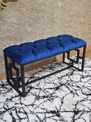 Sevinç Mobilya Siyah Boyalı Içi Kareli Diktörtgen 100 cm x 40 cm Oturak Puf - Bench - Makyaj Oturağı - Oturak