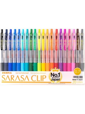 Zebra Sarasa Clip 20 Renk Set Jel Mürekkepli Roller Kalem 0.7 mm Konforlu Tutma Özelliği