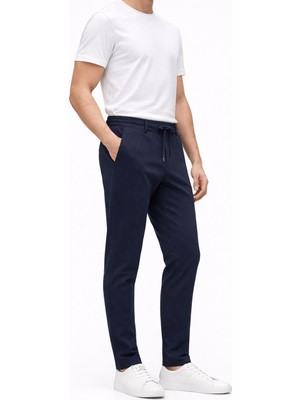 Yazı Erkek Slim Fit Dar Kesim Beli Bağlamalı Yan Cepli Casual Jogger Pantolon