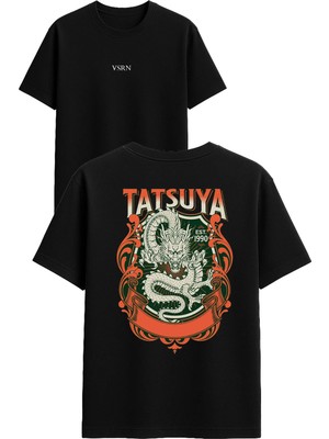 Vsrn Tatsuya Tasarım Baskılı Siyah Oversize T Shirt