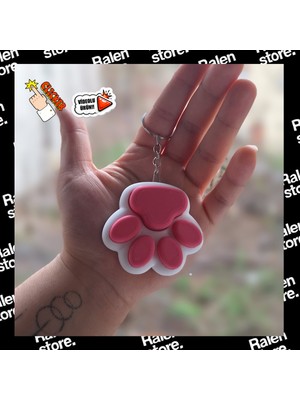 Ralen Kedi Patisi Tasarımlı Clicker Anahtarlık – 3D Baskı Stres Giderici Butonlu Oyuncak Anahtarlık – Sevimli Paw Fidget Keychain