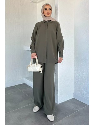 Gülseli Gömlek Bel Lastikli Pantolon Tesettür Ikili Takım P-00020918