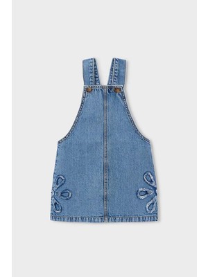Mayoral Kız Çocuk Çiçek Nakışlı Denim Jile - Mavi