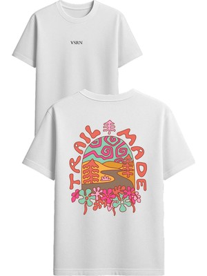Vsrn Traıl Made Tasarım Baskılı Beyaz Oversize T-Shirt