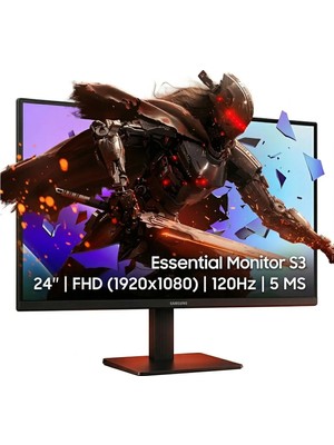 Samsung 24" 120 Hz 5 Ms Full Hd IPS 120 Hz Essential S3 1920 x 1080 LCD Monitör Siyah