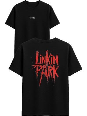 Vsrn Linkin Park Tasarım Baskılı Siyah Oversize T Shirt