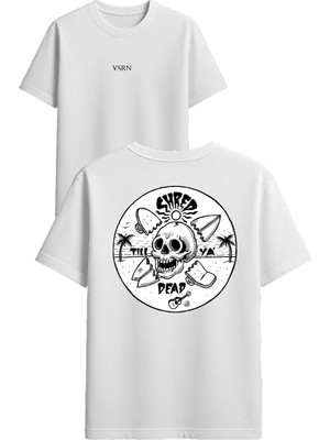 Vsrn Shred Dead Tasarım Baskılı Beyaz Oversize T Shirt