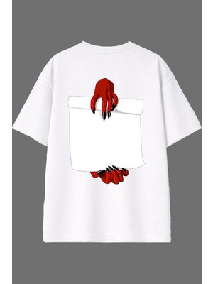 Vsrn Ölüm Defteri Tasarım Arka Baskılı Beyaz Oversize T Shirt