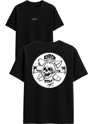 Vsrn Shred Dead Tasarım Baskılı Siyah Oversize T Shirt
