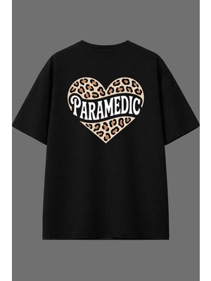 Vsrn Paramedic Tasarım Arka Baskılı Siyah Oversize T Shirt
