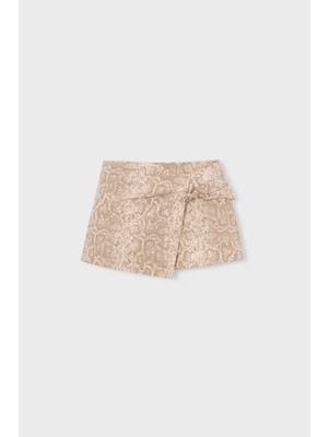 Mayoral Kız Çocuk Pamuklu Desenli Anvelop Etek - Bej