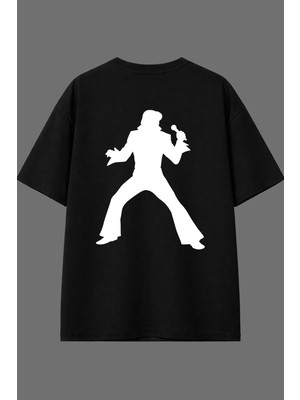 Vsrn Şarkıcı Tasarım Arka Baskılı Siyah Oversize T Shirt