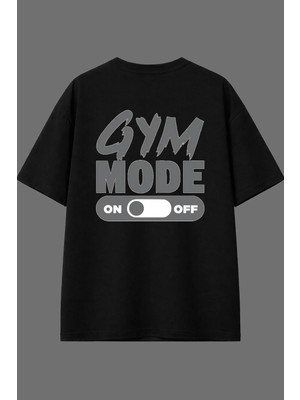 Vsrn Gym Mode 2 Tasarım Arka Baskılı Siyah Oversize T Shirt