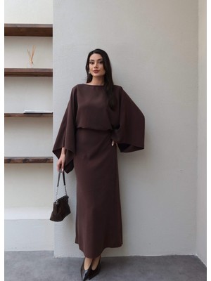 Esra Helvacı Bel Bağlamalı Geniş Kol Elbise